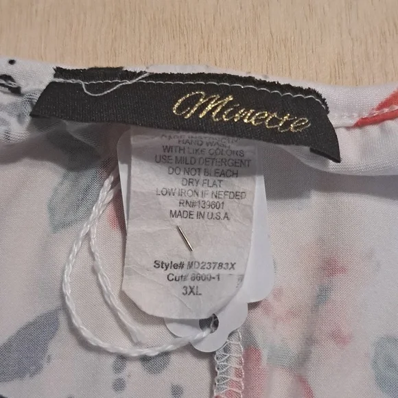 B15 Minette Red And White Foral Print Pullover Midi Dress Size 3X Stretch - Picture 8 of 9